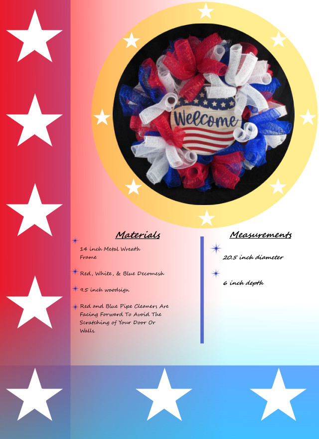 Red, White, and Blue Woodland Cruffle Deco Mesh Ribbon Welcome Wreath