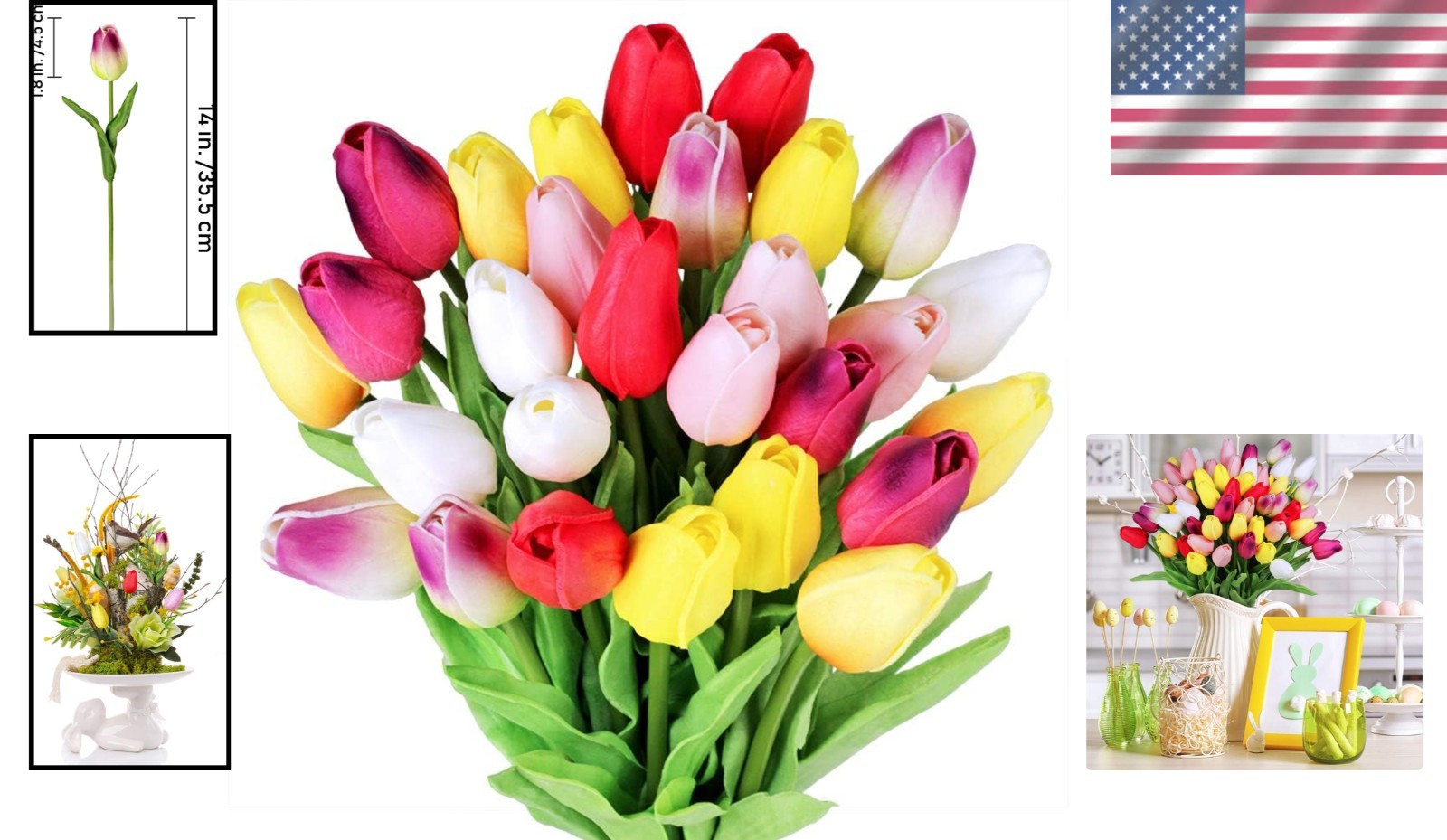 Vibrant 28 Pcs PU Tulips – Realistic Artificial Flowers for Weddings & Decor