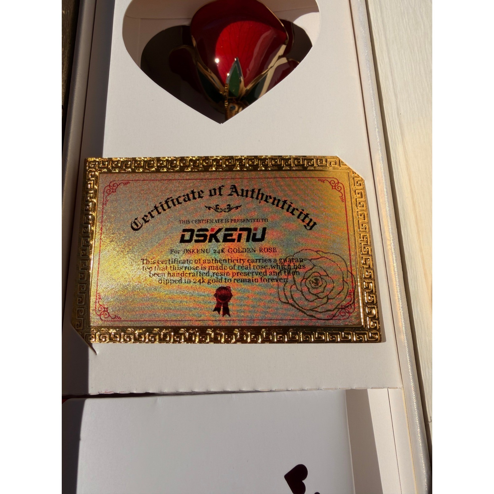 DSKENU 24K Gold Plated Resin Preserved Real Red Eternal Rose Gift Box Set
