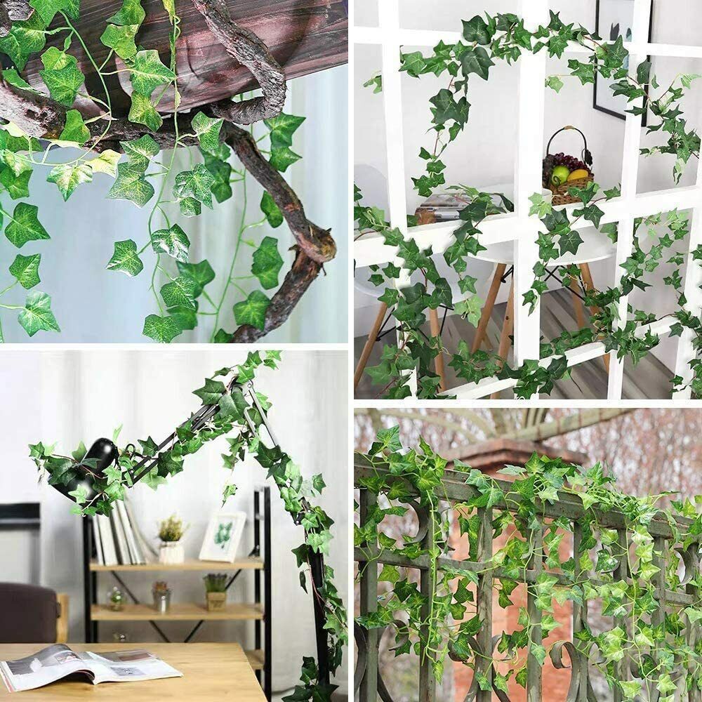 12 PCS Artificial Ivy Leaf Plants Fake Hanging Plants Home Decoration Green