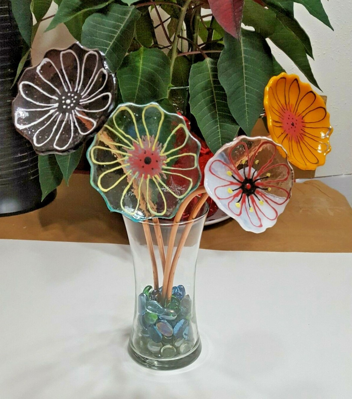 3″ to 3 1/4″ Forever Flowers – Handcrafted with Fused Glass (vase not included)