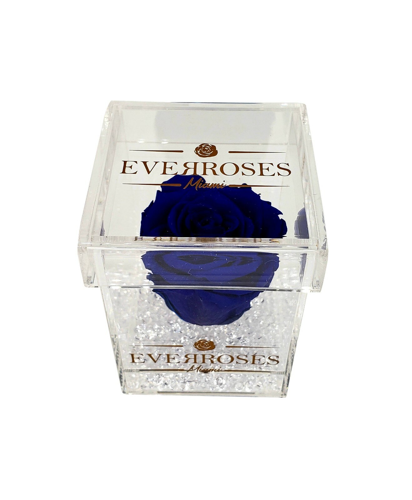 ROYAL BLUE Rose in a single Acrylic box real long-lasting preserved rose