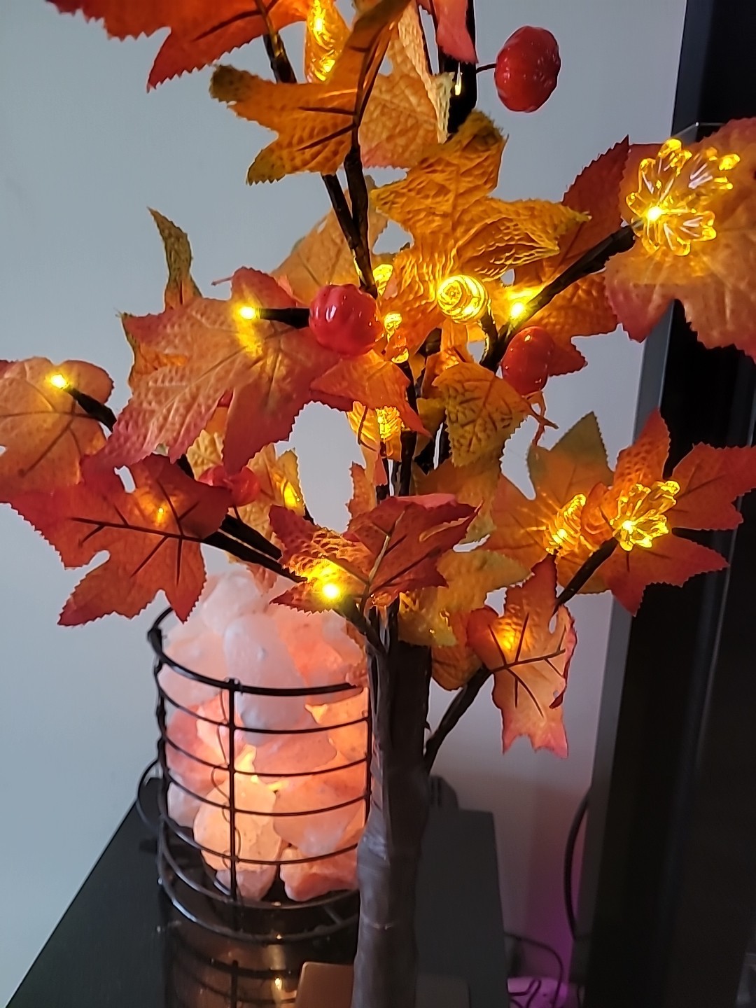 24″H Maple Leaf Table Tree – Autumn Fall Harvest Décor LIGHTS UP Battery Opera