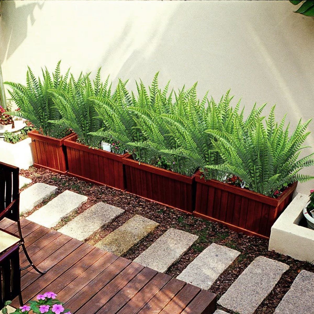 Large Plastic Lifelike Artificial Fern Foliage Bush Plants Indoor Outdoor Decor