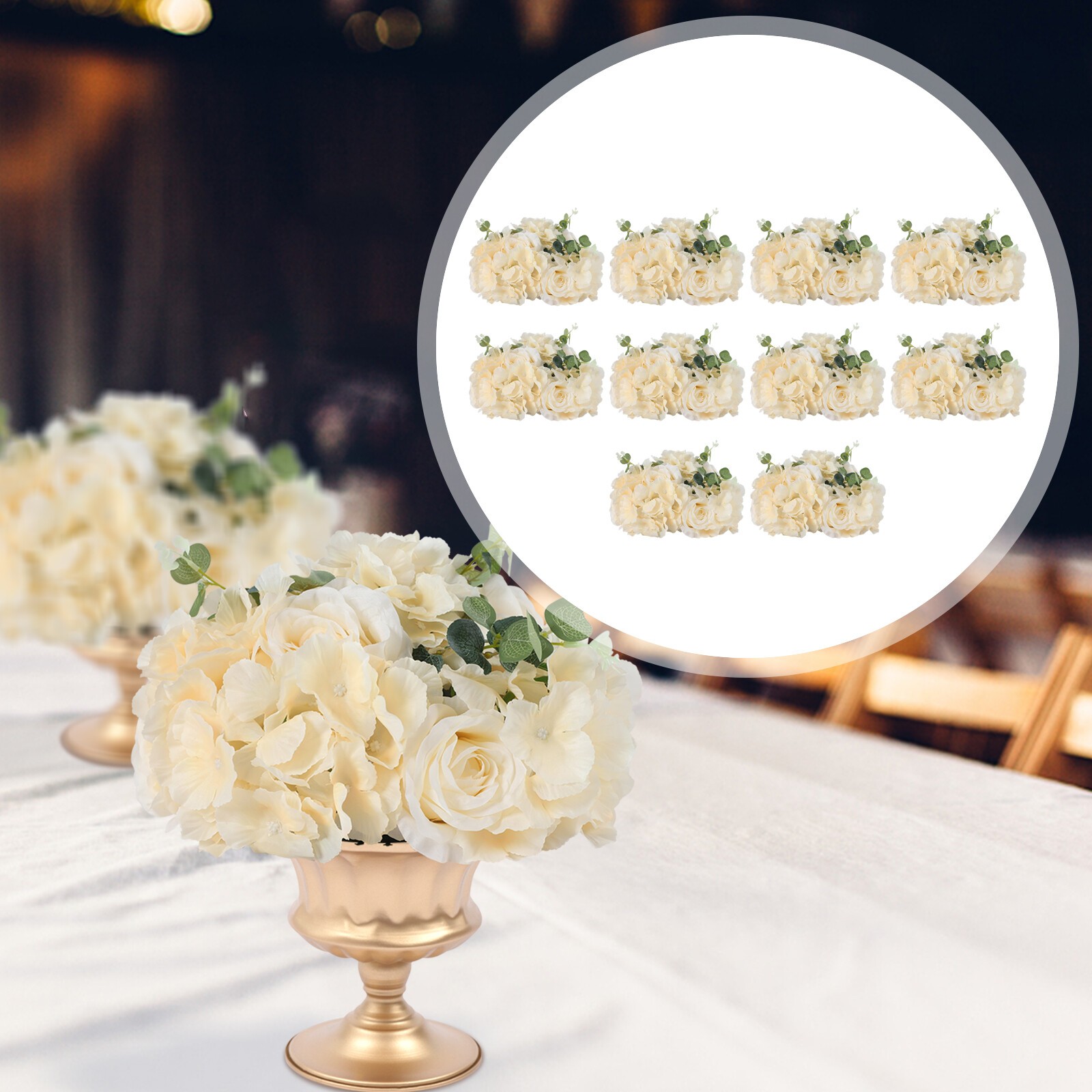 Flower Ball Centerpieces for Table 10 Pcs Fake Plastic Rose Centerpiece Flowers