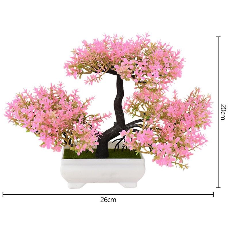 Artificial Bonsai Tree Small Potted Plant Fake Flowers Home Table Decor Gift