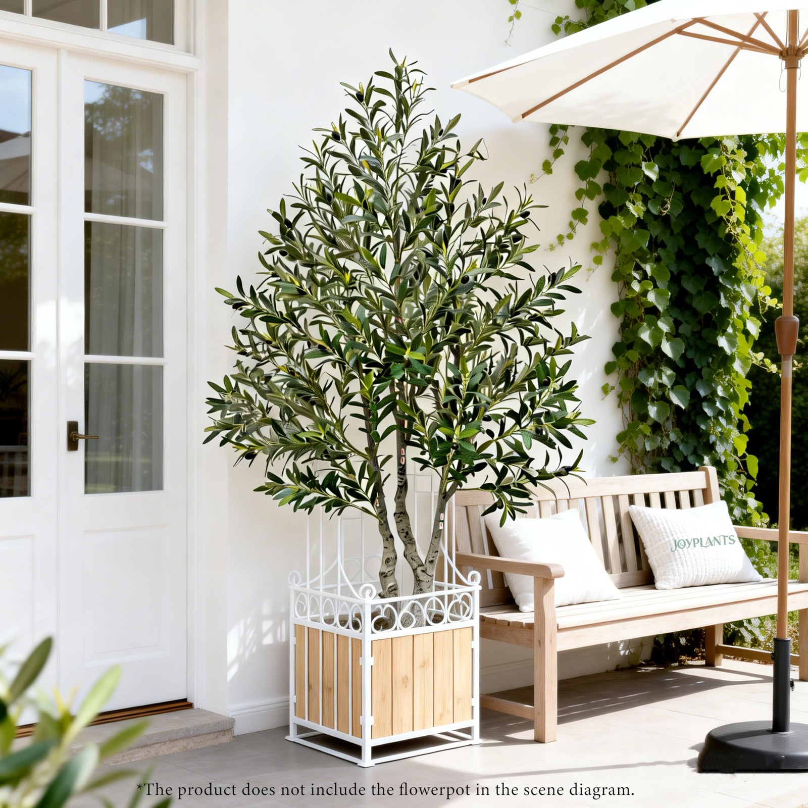 6FT Tall Artificial Olive Tree, Medium Faux Olive Tree Black Pot