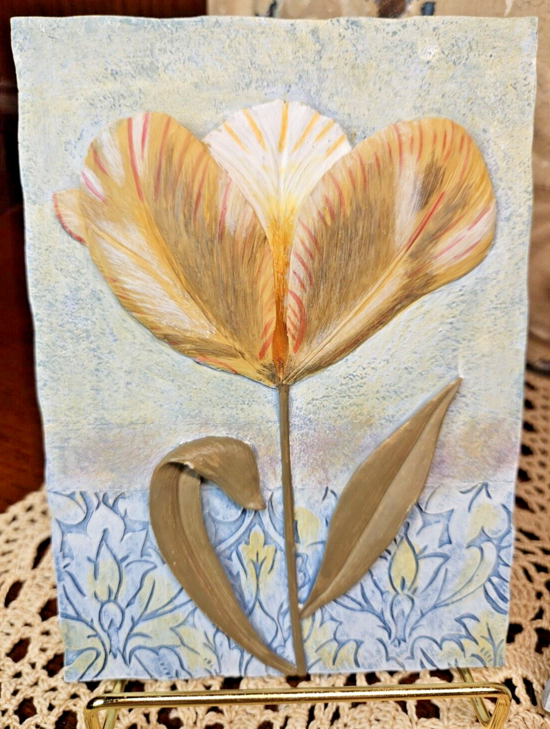 Set of 3 Decorative Embossed Floral Wall Plaques Ready to Hang 6″ x 5″