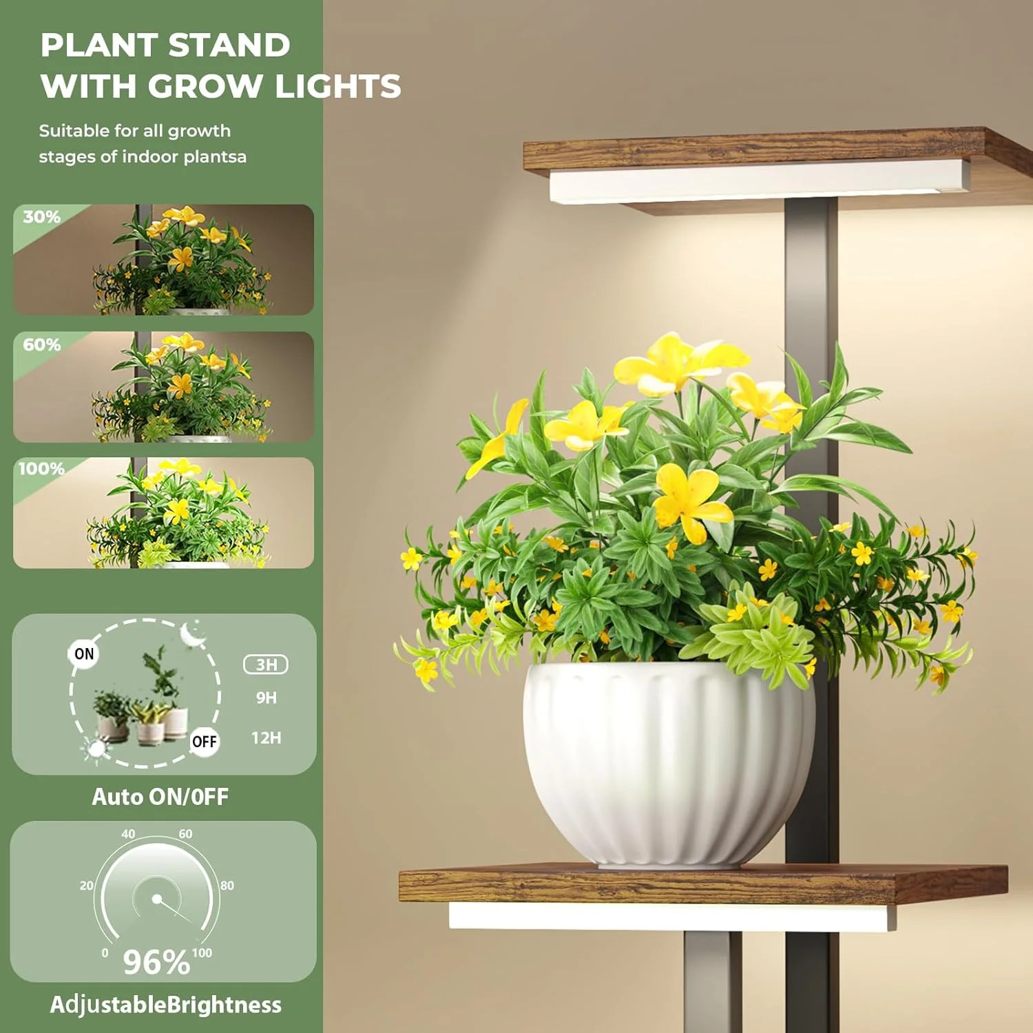 Corner Plant Stand Indoor with Grow Lights, 7 Tiered Plant Shelf Indoor, 43″ Cor