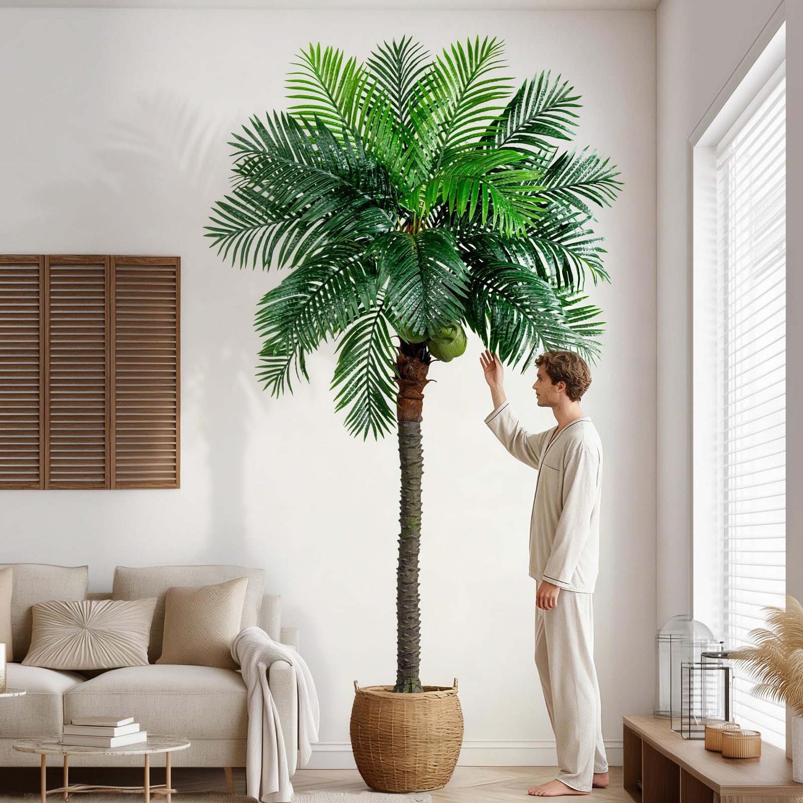 9FT Large Artificial Palm Tree Big Faux Tropical Phoenix Trees Indoor Outdoor…
