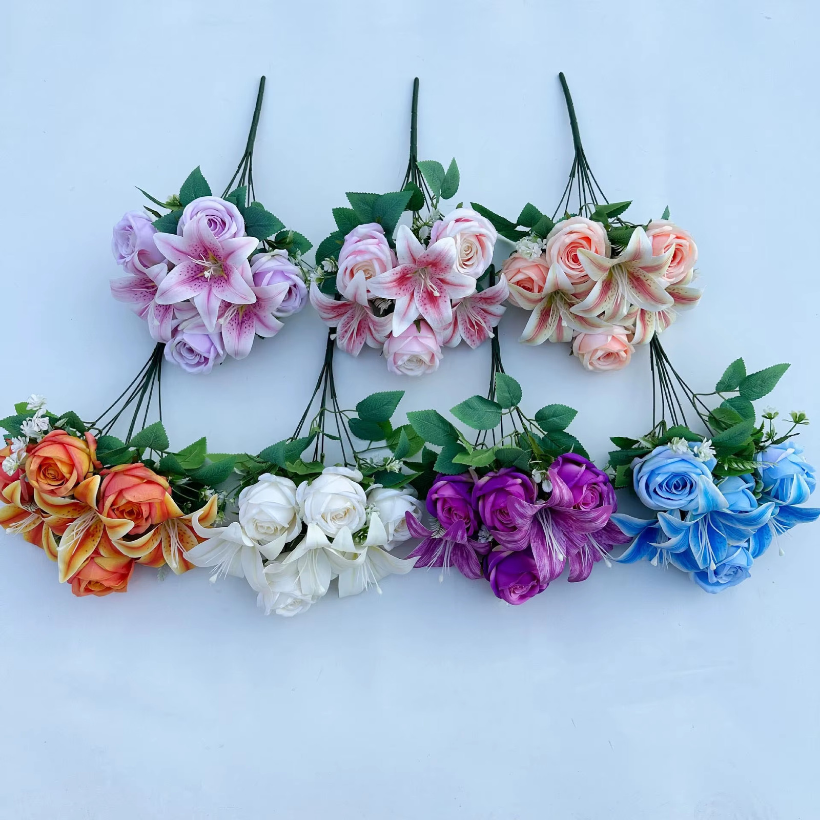 Mix Artificial Roses Lilies Pretty Display For Vase Wedding Table Top Decor HOT