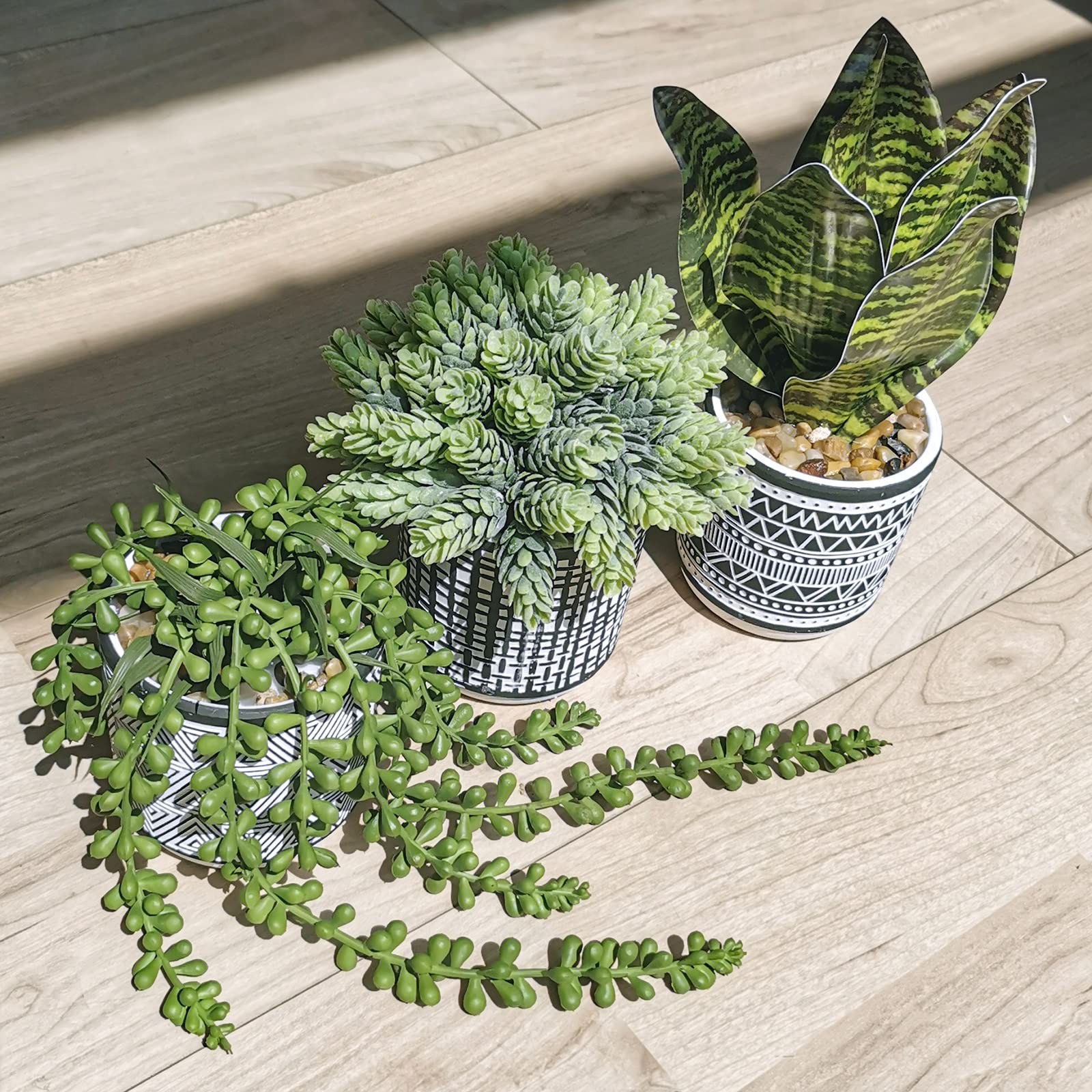3 Pcs Small Potted Plants Artificial Succulents Hanging Plants and Faux Tropi…