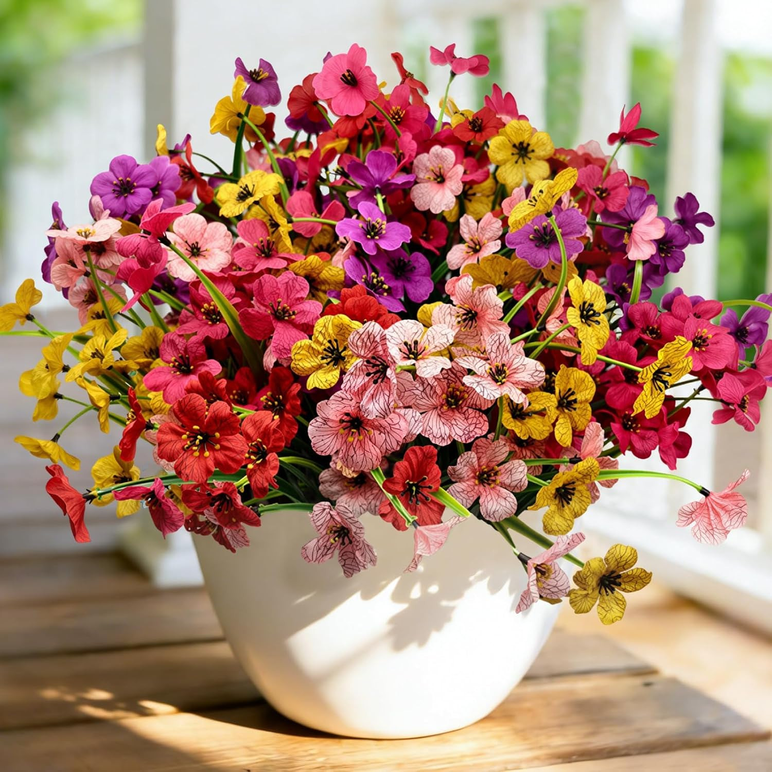 20 Pcs Plastic Flowers for Outdoors, Fake Outdoor Artificial Flowers for Outdoor