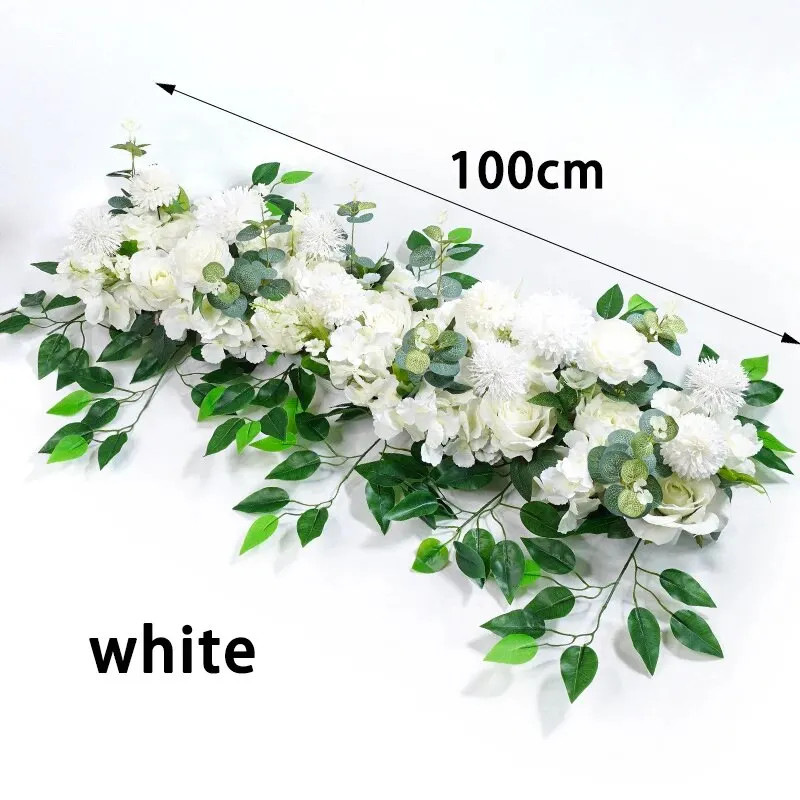 100Cm Luxury White Rose Floral Centerpiece for Wedding & Party Decor