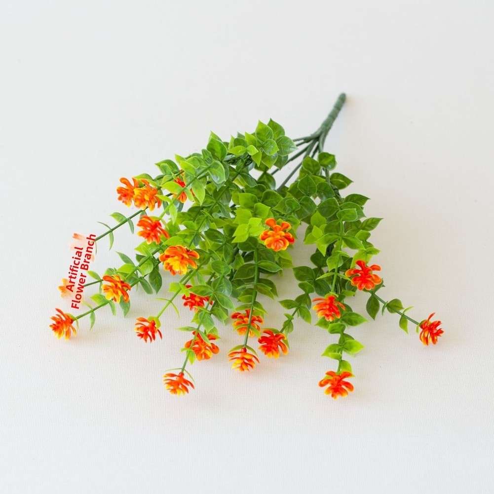 Realistic Artificial Tea Flower with Eucalyptus Leaves 36cm Plastic Plant