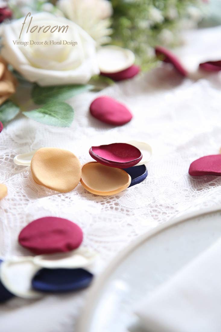 300pcs Silk Rose Petals Burgundy Navy Flower Petals for Wedding Flower Girl B…