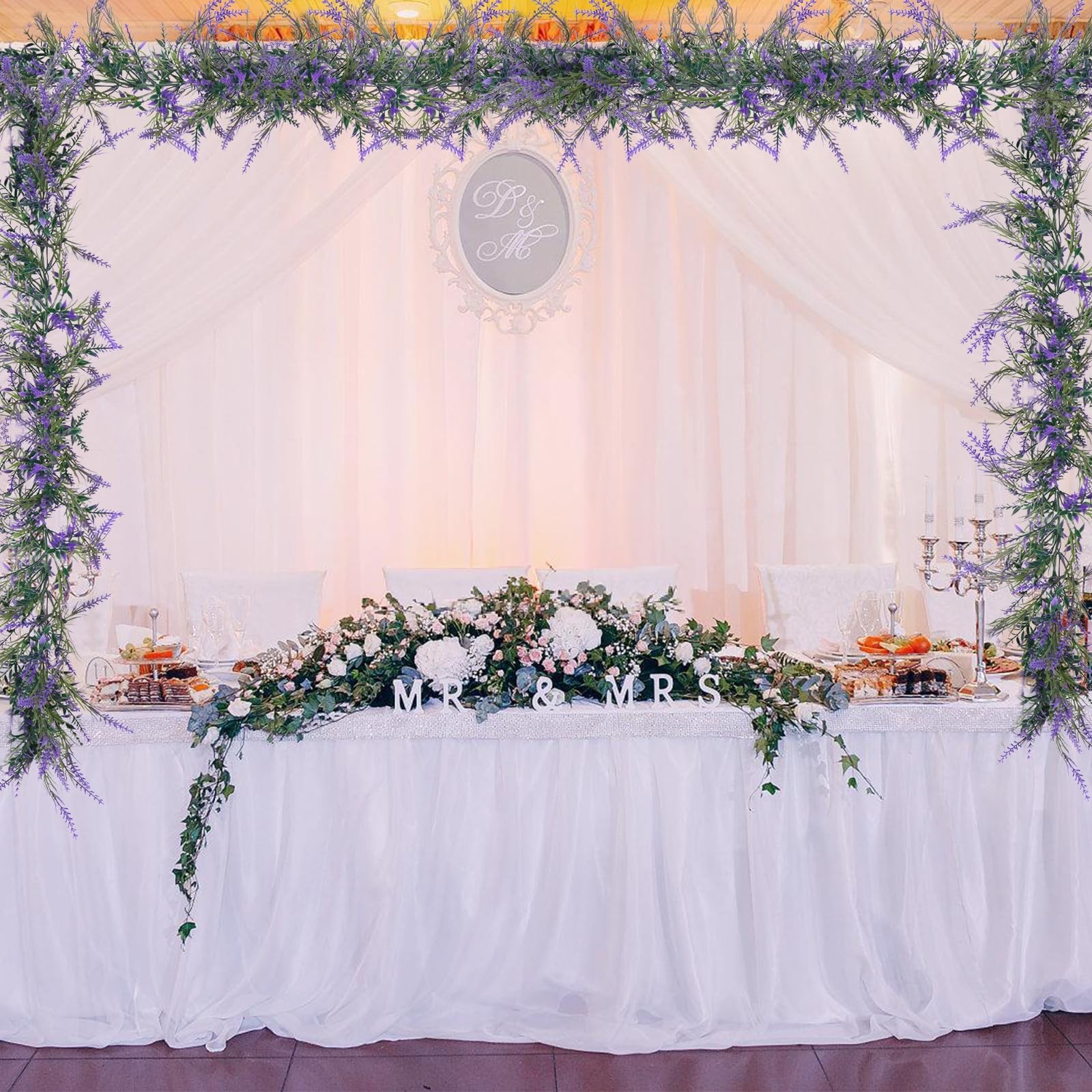 6Ft Purple Lavender Artificial Garland Decor, Spring Summer All Year Lavender…