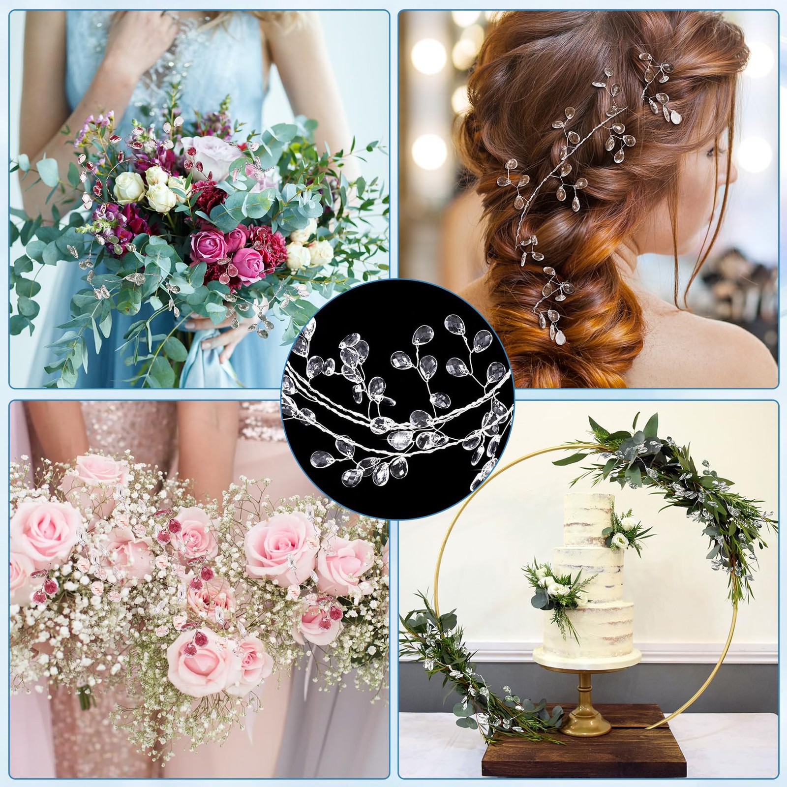 Acrylic Crystal Flower Branches Artificial Pick Bouquet Arrangement Table B