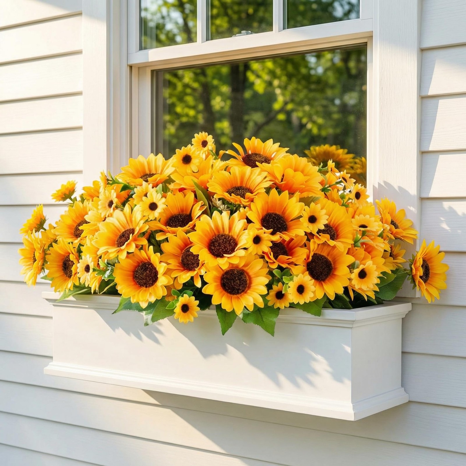 Realistic UV-Resistant Artificial Sunflowers – 6 Silk Bouquets, 78 Lifelike F…