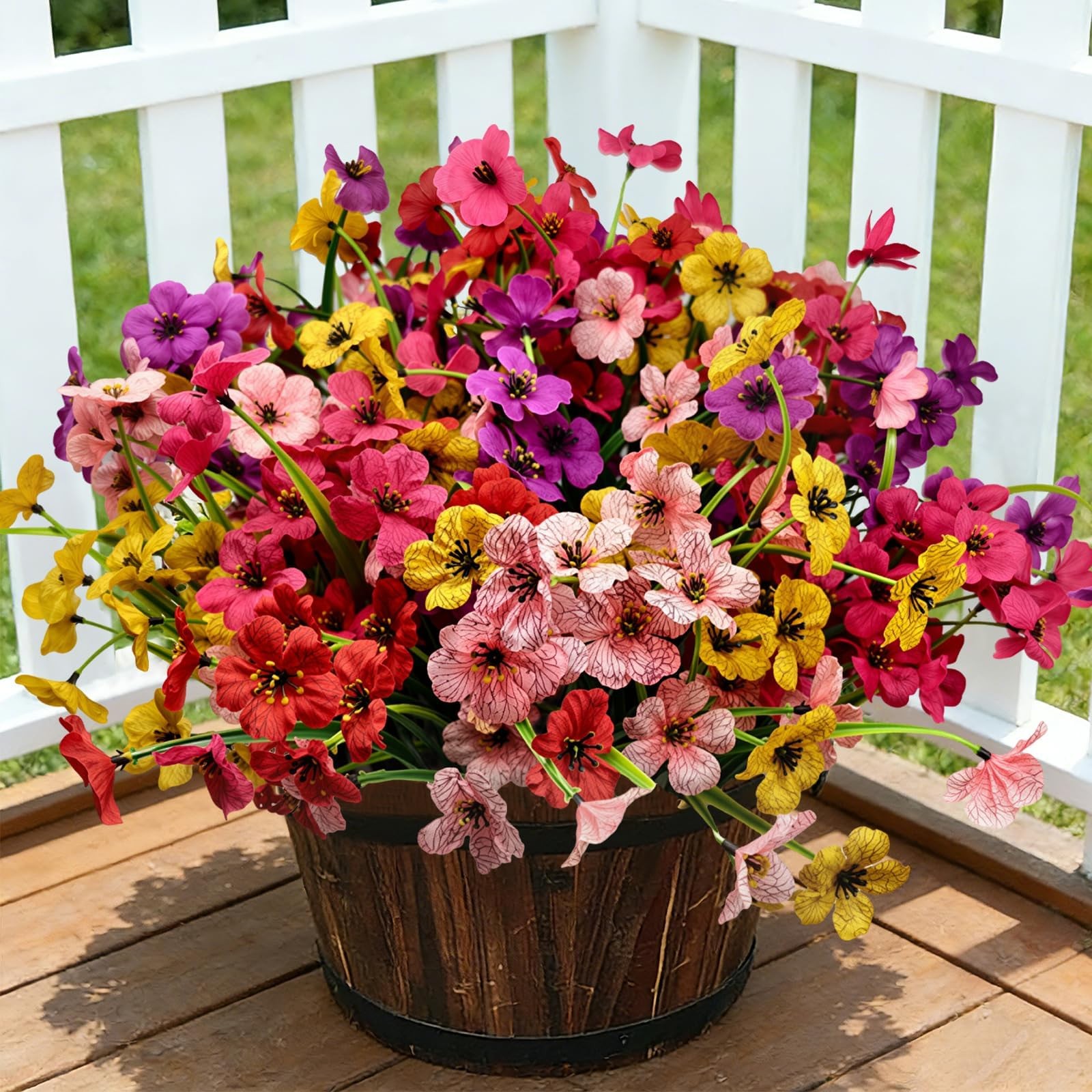 20 Pcs Plastic Flowers for Outdoors, Fake Outdoor Artificial Flowers for Outd…
