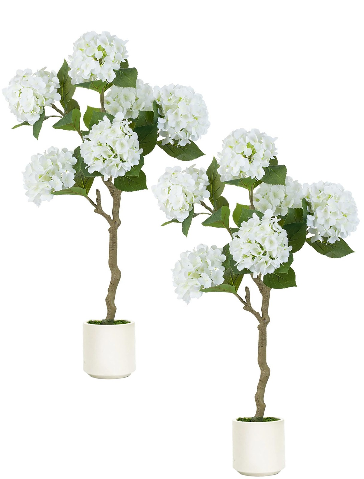 White Hydrangea Fake Tree: 2pc 39 Inch Artificial Silk Plants for Home Living…