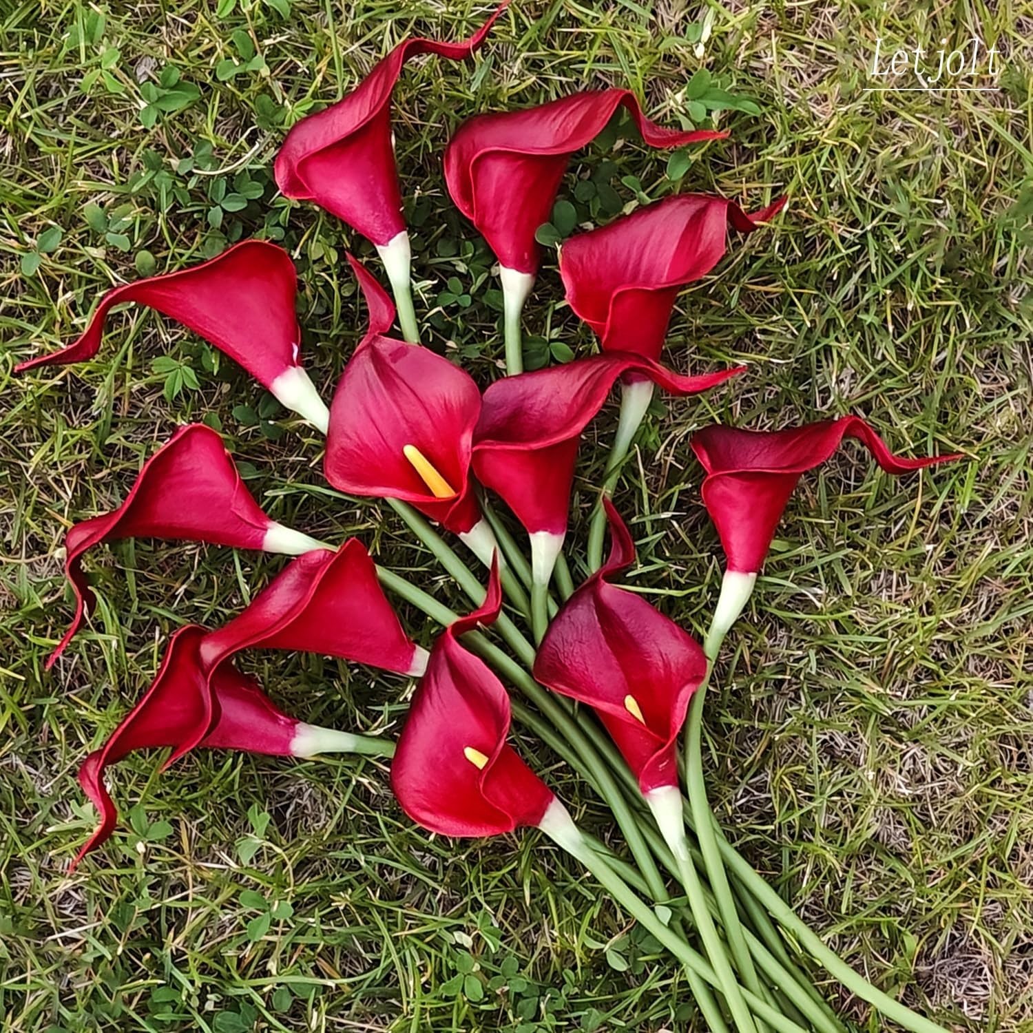 Real Touch 12 Count Dark Red Calla Lilies – Ideal for Bouquets & Centerpieces