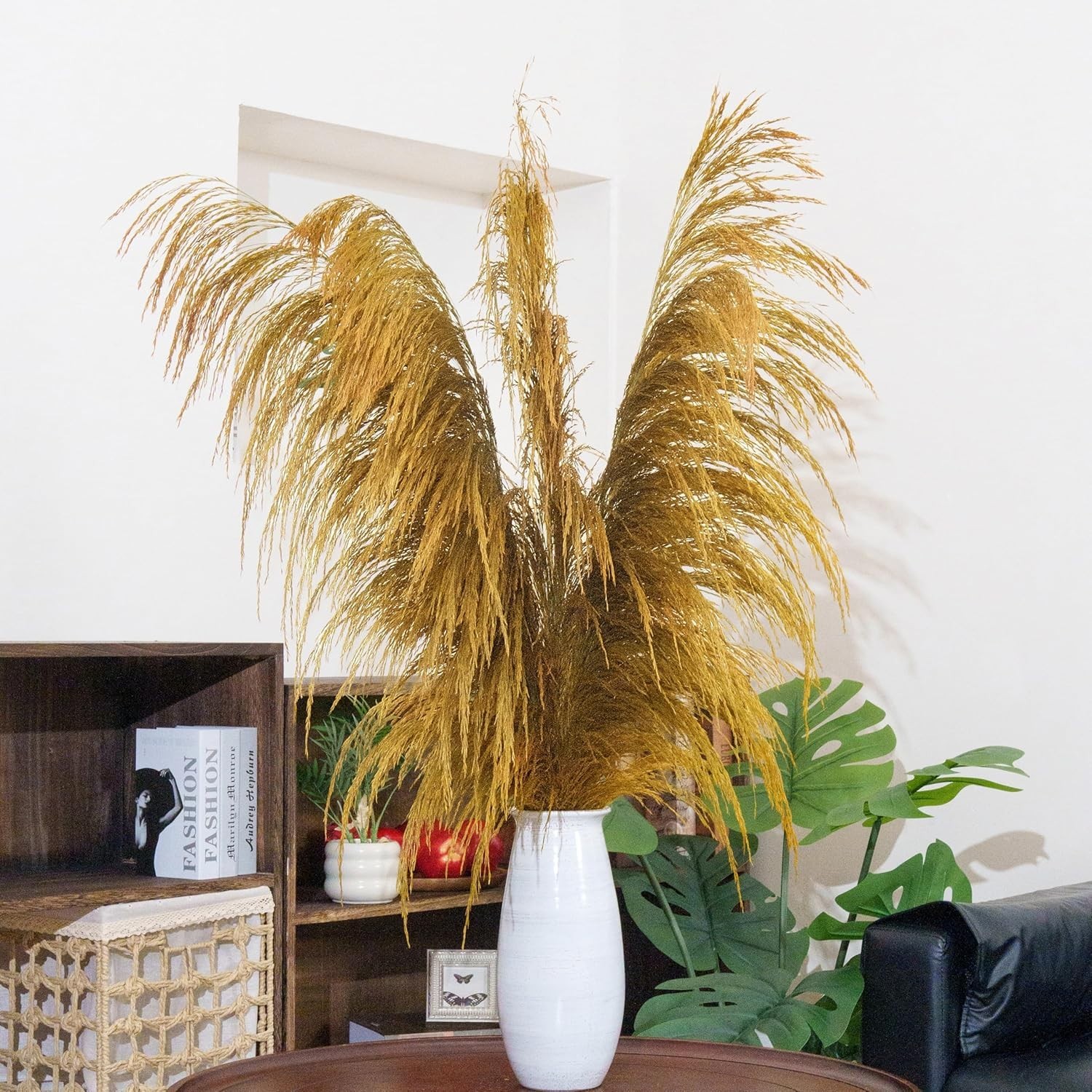 Golden Pampas Grass Decor Tall,Dried Pampas Grass, Pompas Floral for Vase, El…