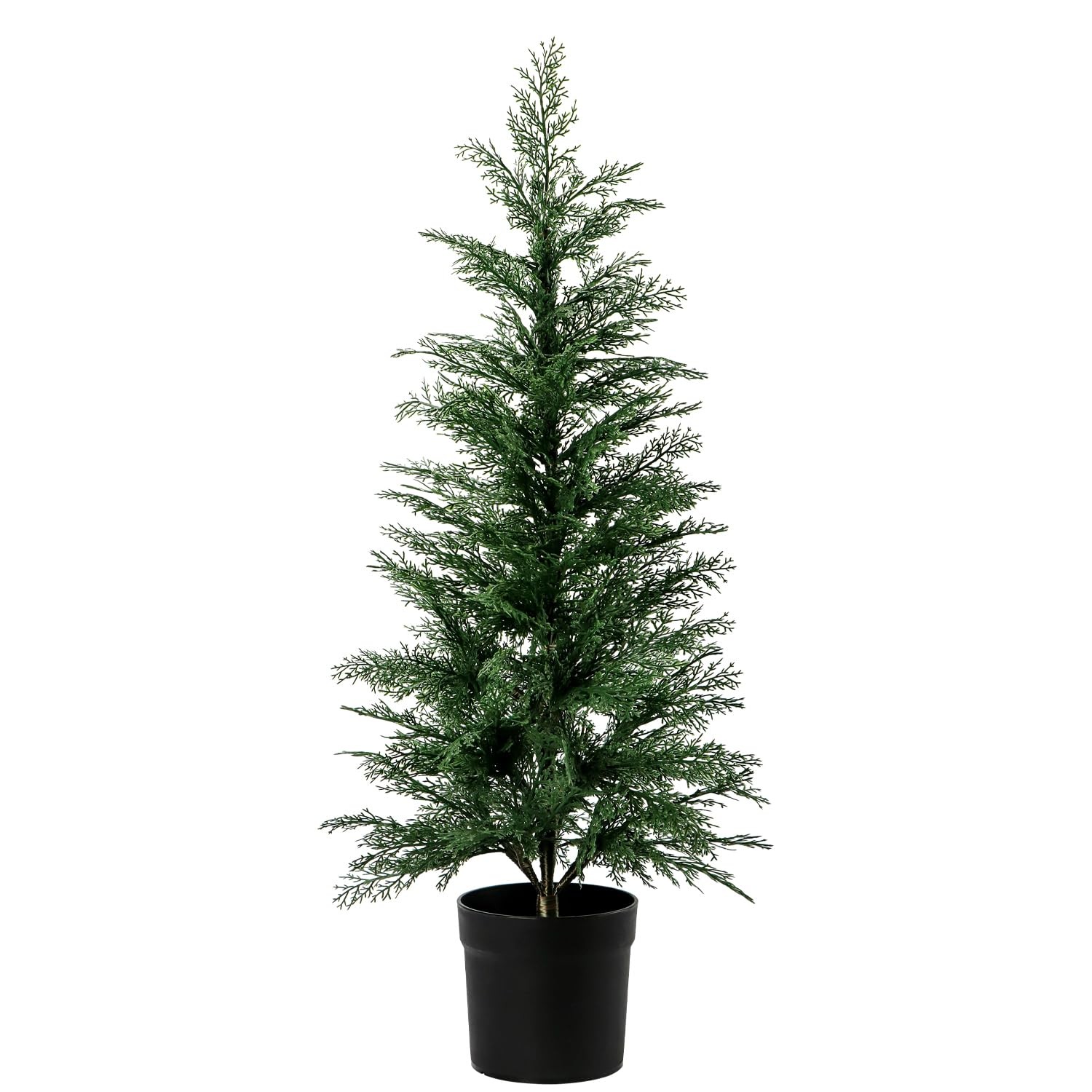 3FT Artificial Cedar Topiary Trees for Indoor Outdoors, Potted Fake Cypress C…