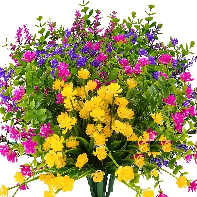 6 Bundles Artificial Outdoor Flowers Lifelike UV Resistant Fake Hanging Plants