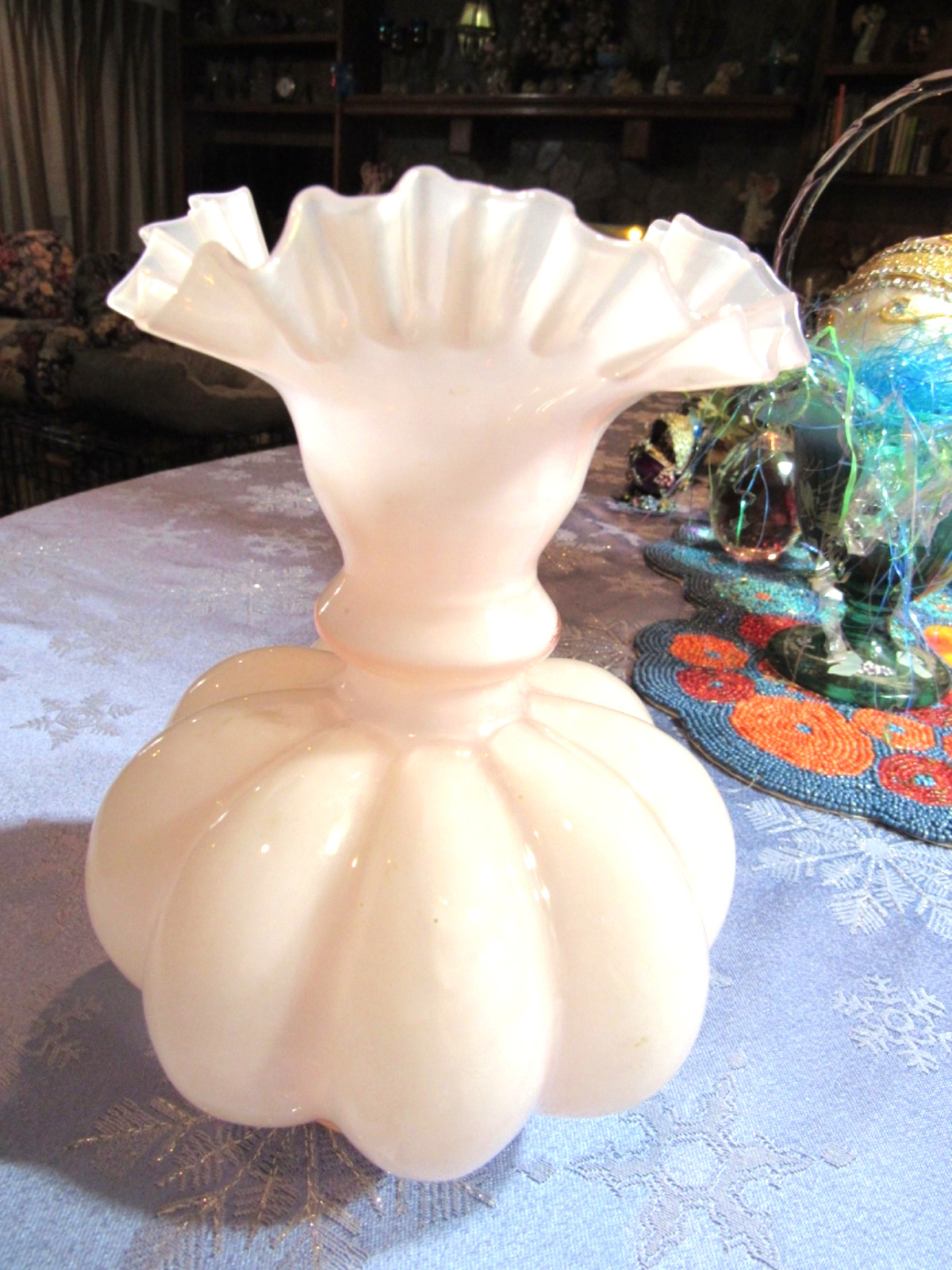 Pink Frilled Flower Vase–8″ Tall