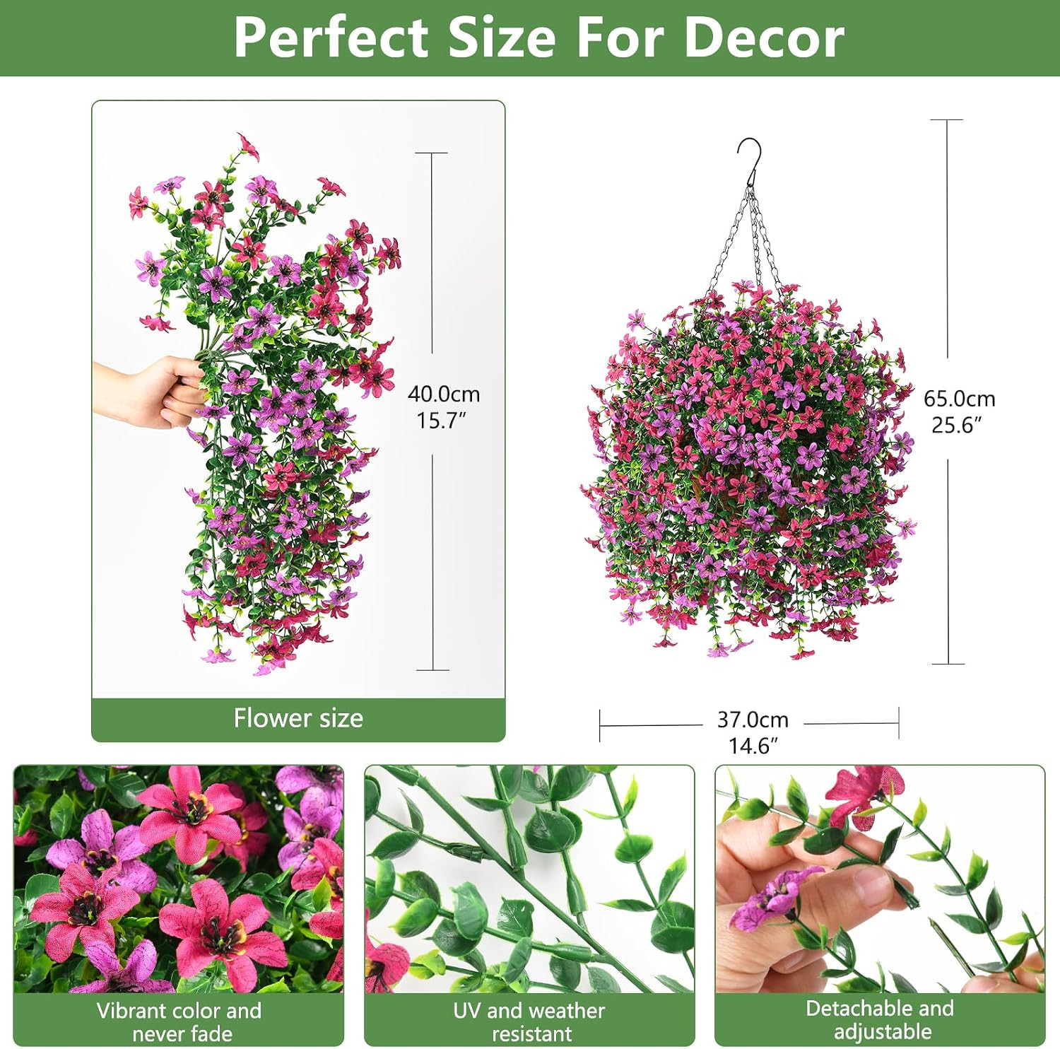 UV Resistant Faux Hanging Daisy Basket for Outdoor Spring/Summer Decor