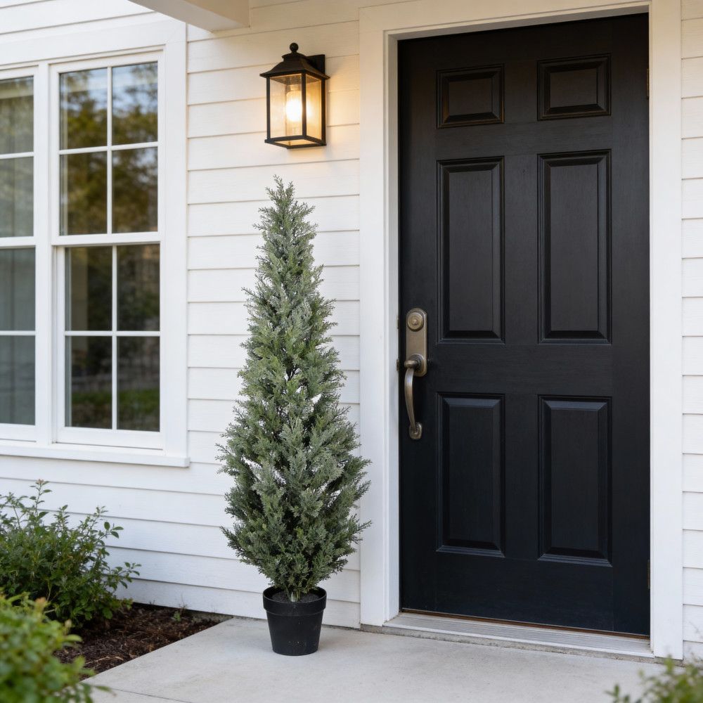 5FT UV Resistant Artificial Cypress Tree Fake Topiary Plant Indoor Outdoor Decor