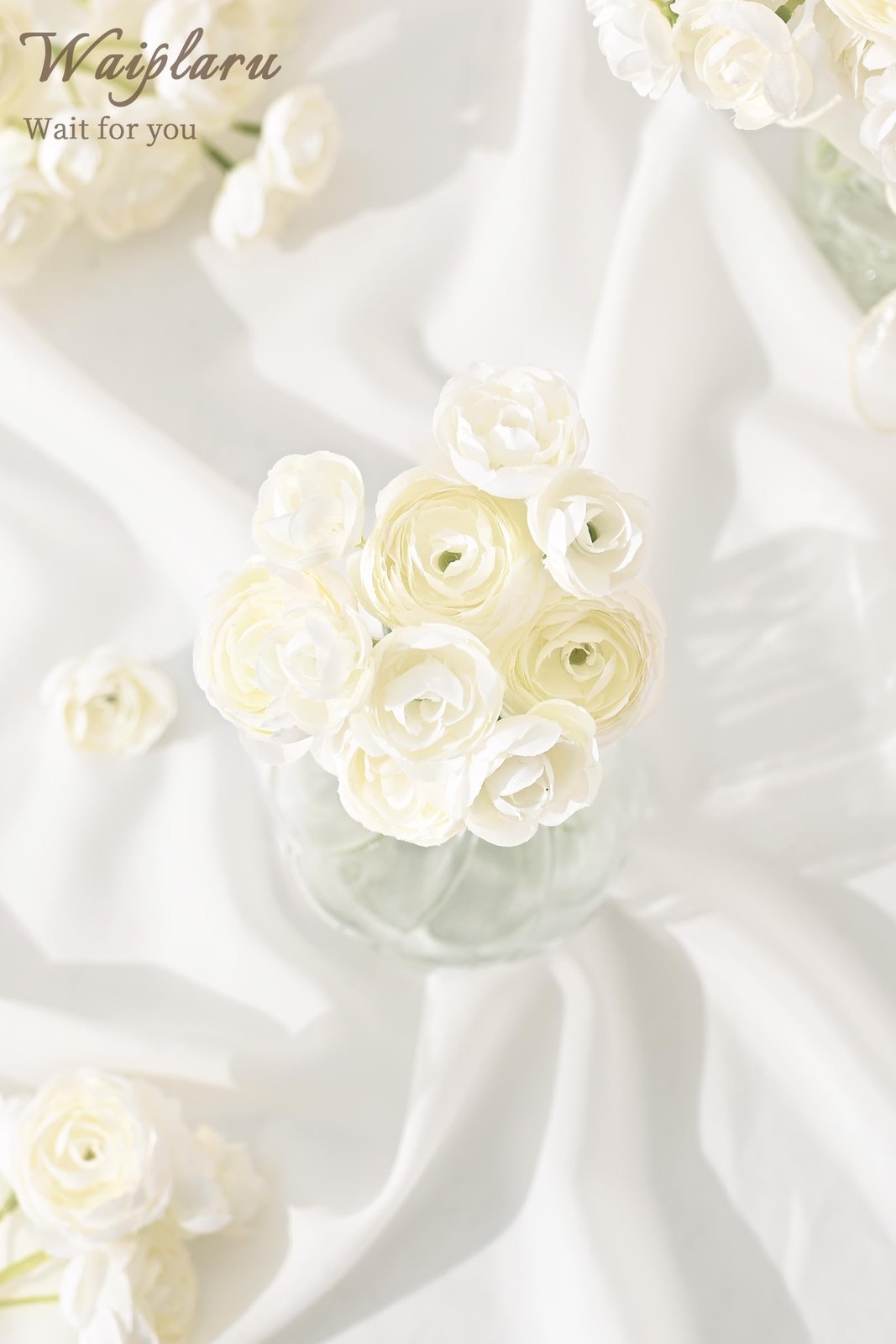 Ranunculus Artificial Flowers, 18Pcs 14In Fake Peonies Artificial Flowers, Wh…