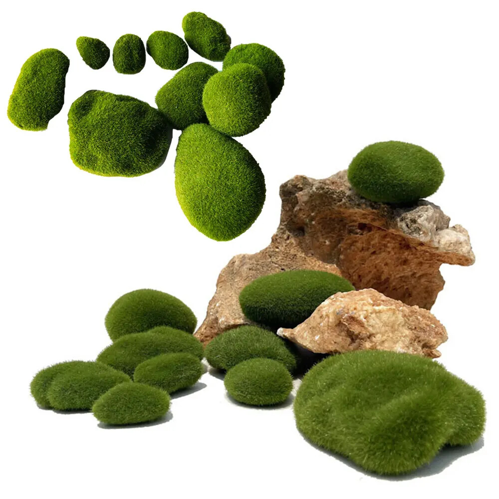 New 10PCS/set 4 Sizes Artificial Moss Rocks Decorative Green Balls For Gardens
