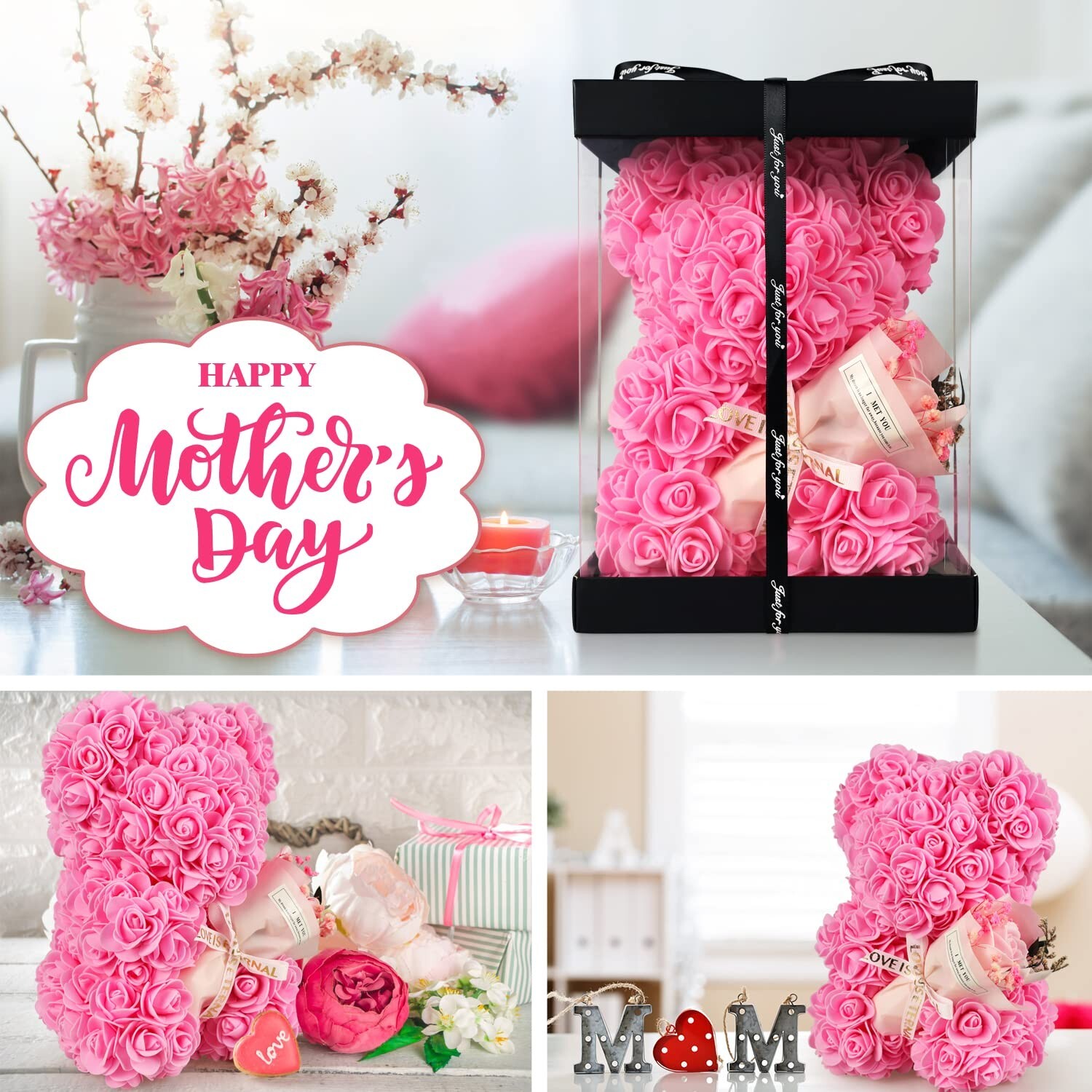 Mothers Day Rose Gifts Rose Bear Gifts for Women Rose Flower Bear Teddy Bear …
