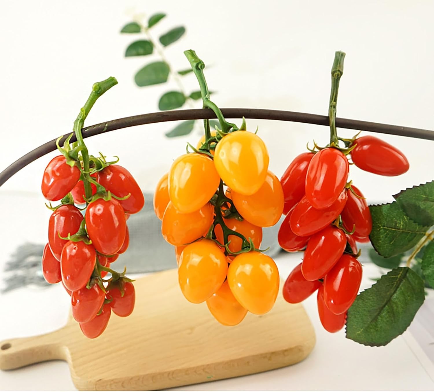 16pcs Artificial Cherry Tomatoes String Red Lifelike Home & Party Decor