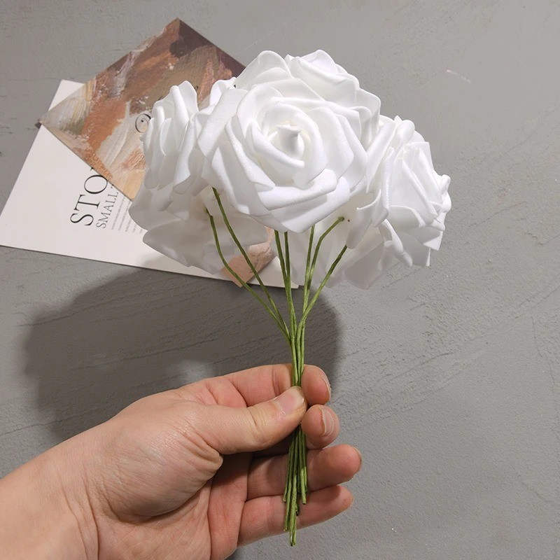 50Pcs Artificial Fake Rose PE Flower Head Wedding Party Garden Home Decor US