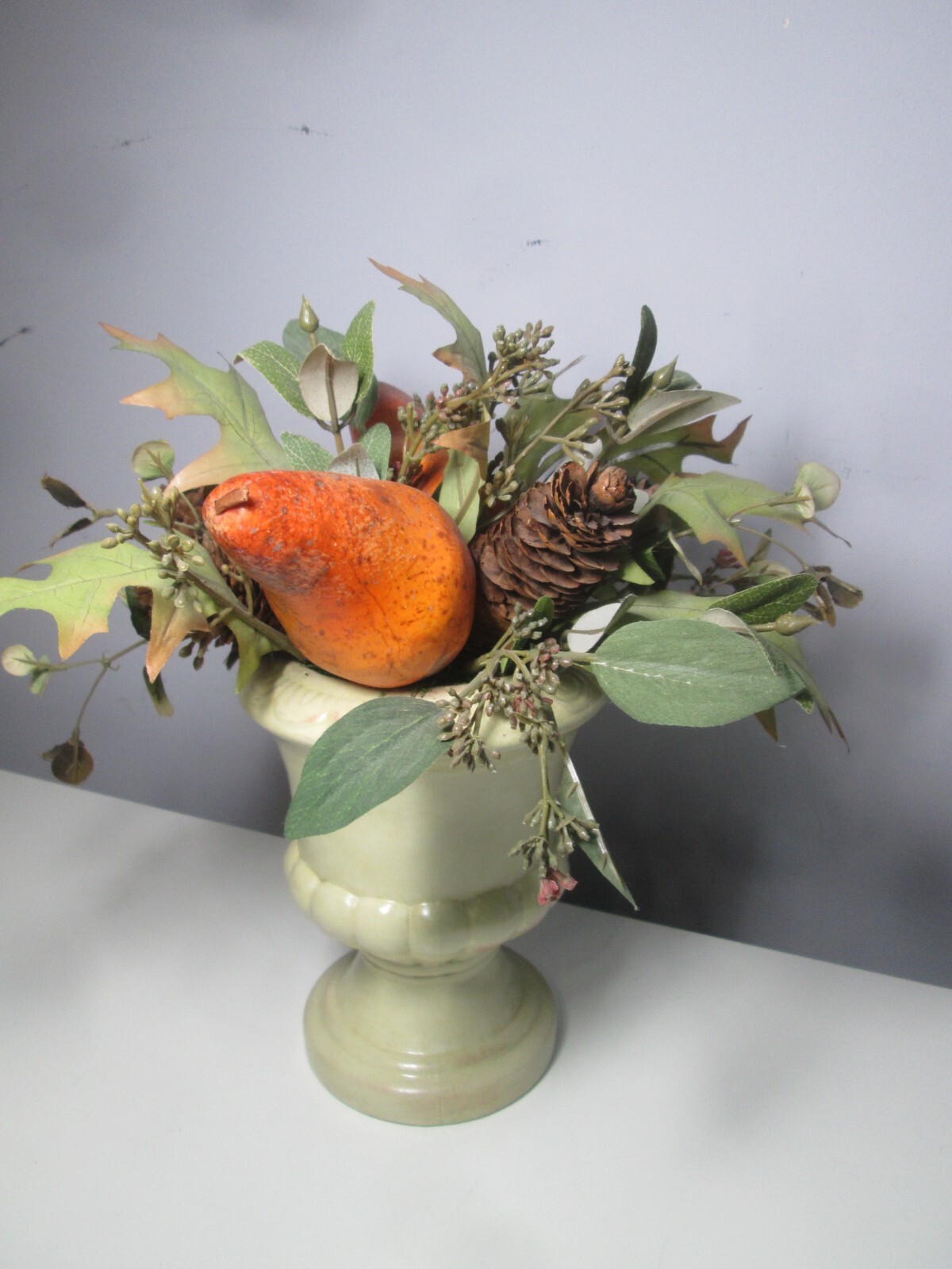 Fruit Topiary Arrangement In Urn Pedestal Planter Bought @ Bombay Company – 12″H