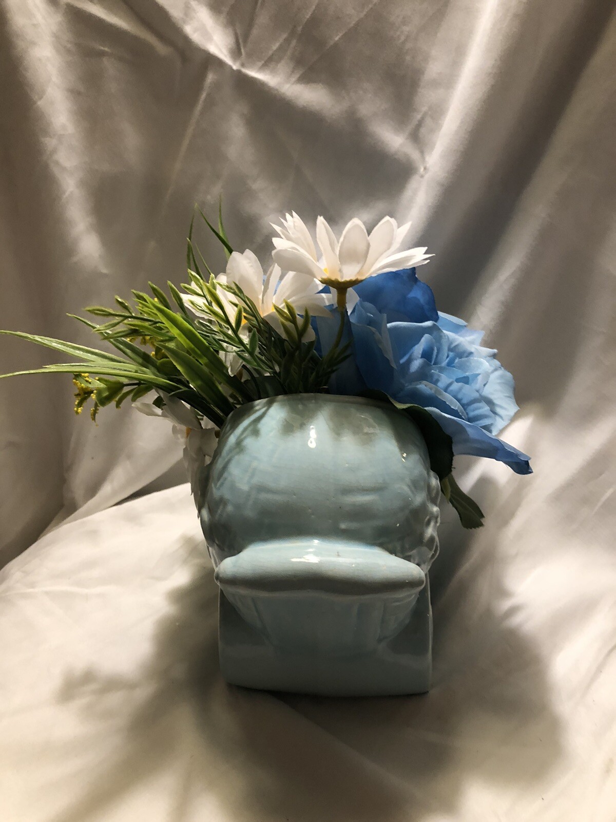 New Handmade Blue Baby Carriage Flower Arrangement Sku WQ1 New Baby