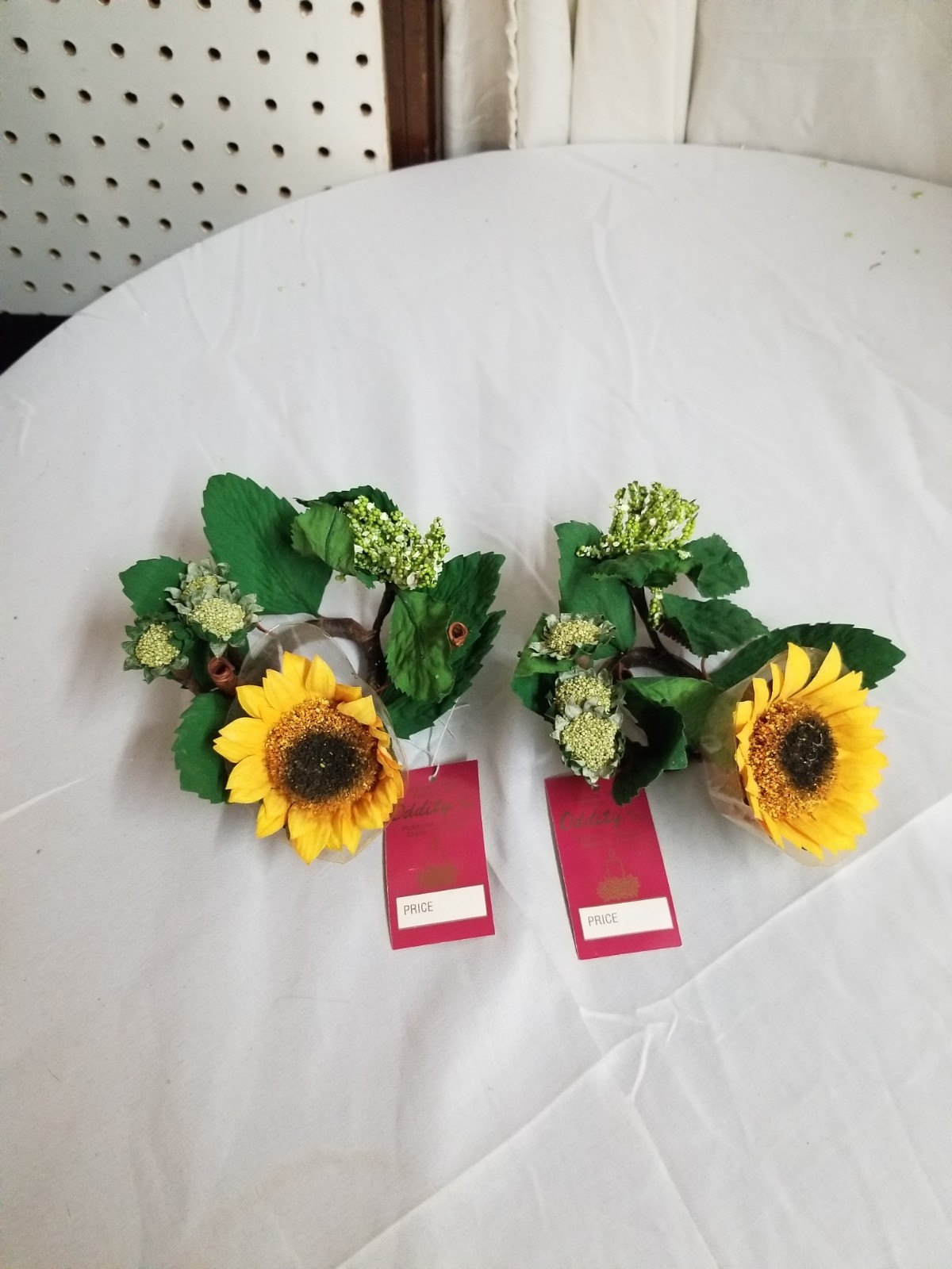 2 Vintage Sunflower 1 Inch Candle Rings NWT Made By Oddities Inc.