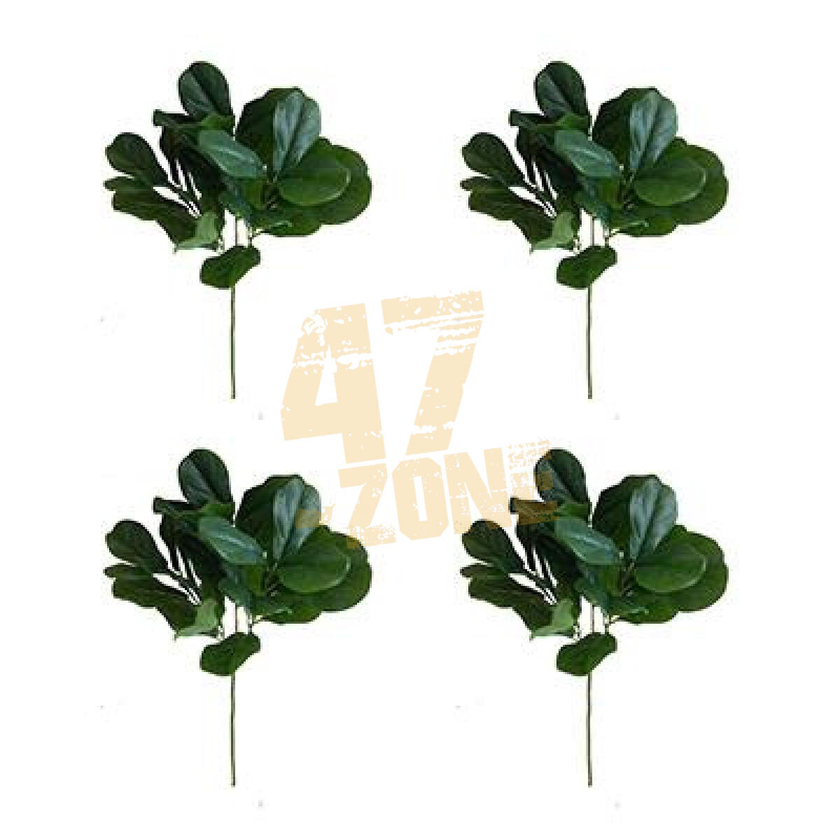Lot of 4 Feedle Leaf Branch Green Faux Plants Artificial Indoor Outdoor Garden
