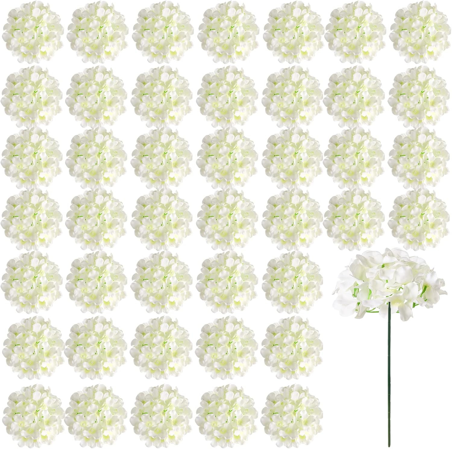 104 PCS Artificial Hydrangea Flowers, Silk Hydrangea Artificial Flowers Heads wi