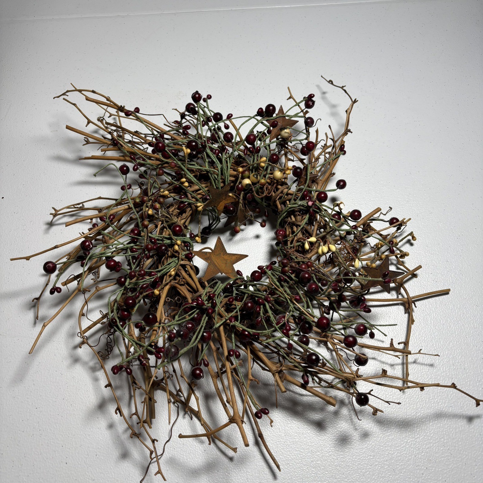 Primitive Grapevine Pip Berry Rusty Star Wreath Rustic Farmhouse Decor Country
