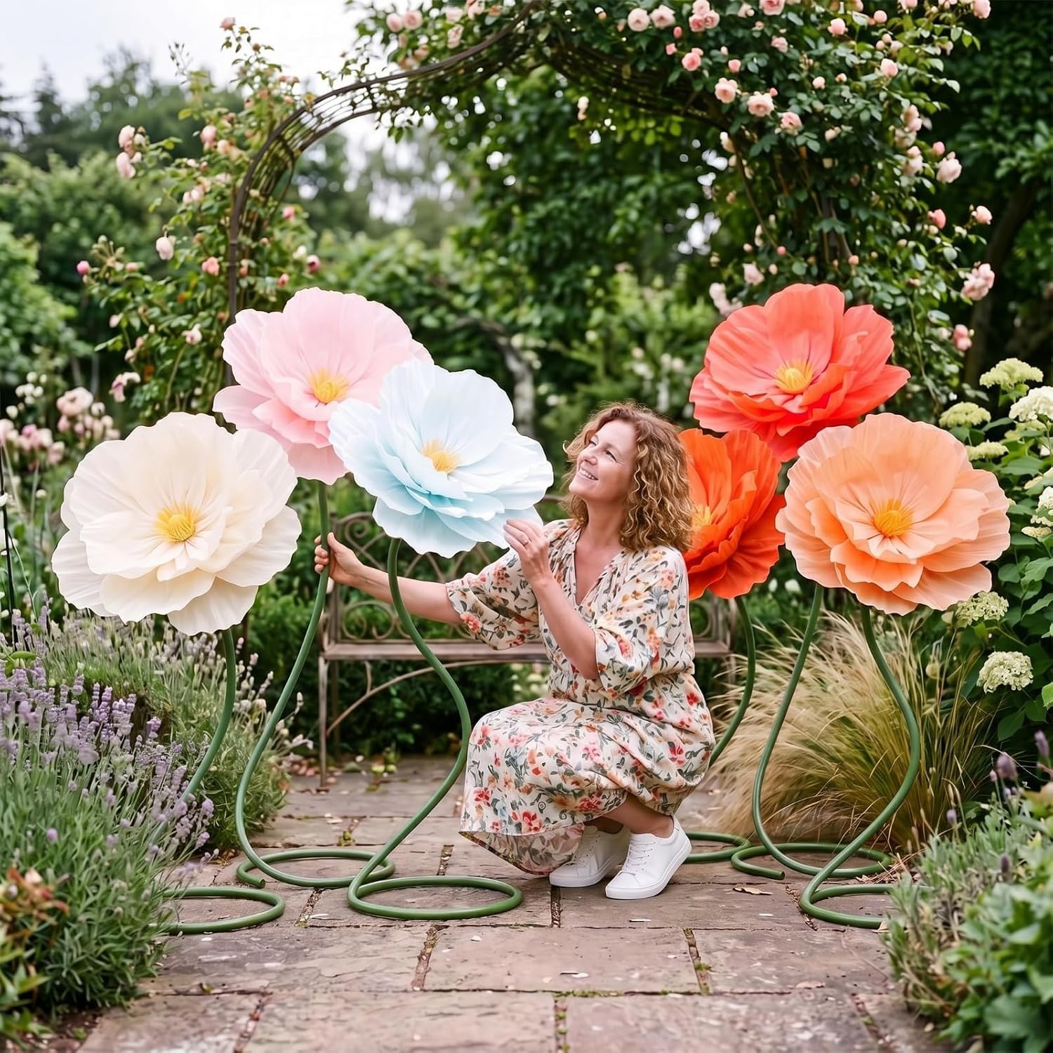 6 Pcs 5-6ft Giant Multicolor Artificial Poppy Flowers Large Handcrafted