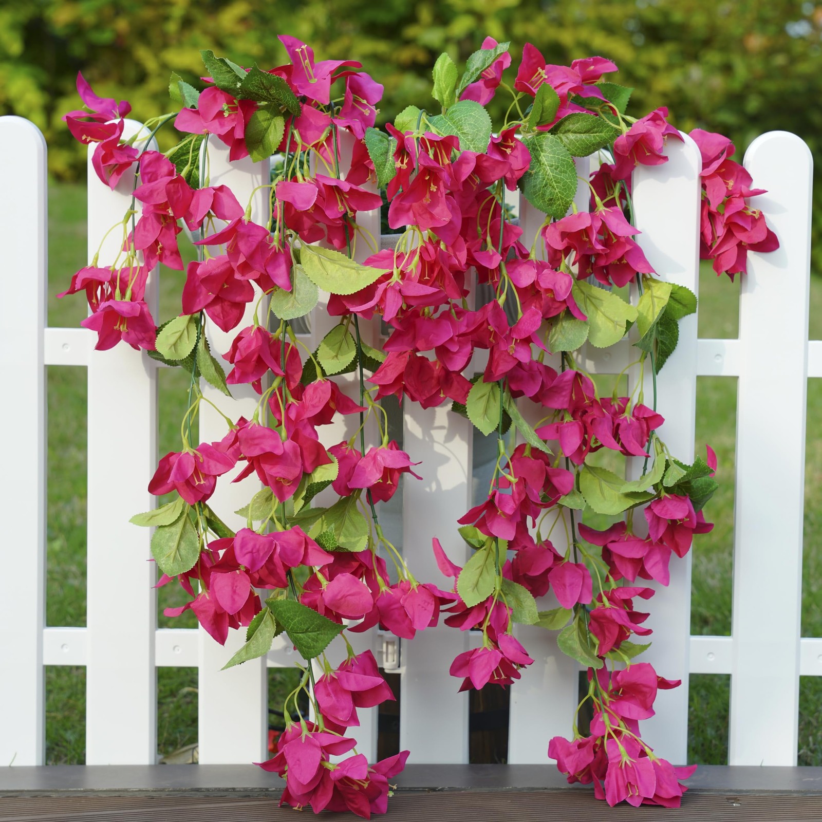 2PCS Bougainvillea Artificial Hanging Flowers Plants for Outdoors Outside Fal…
