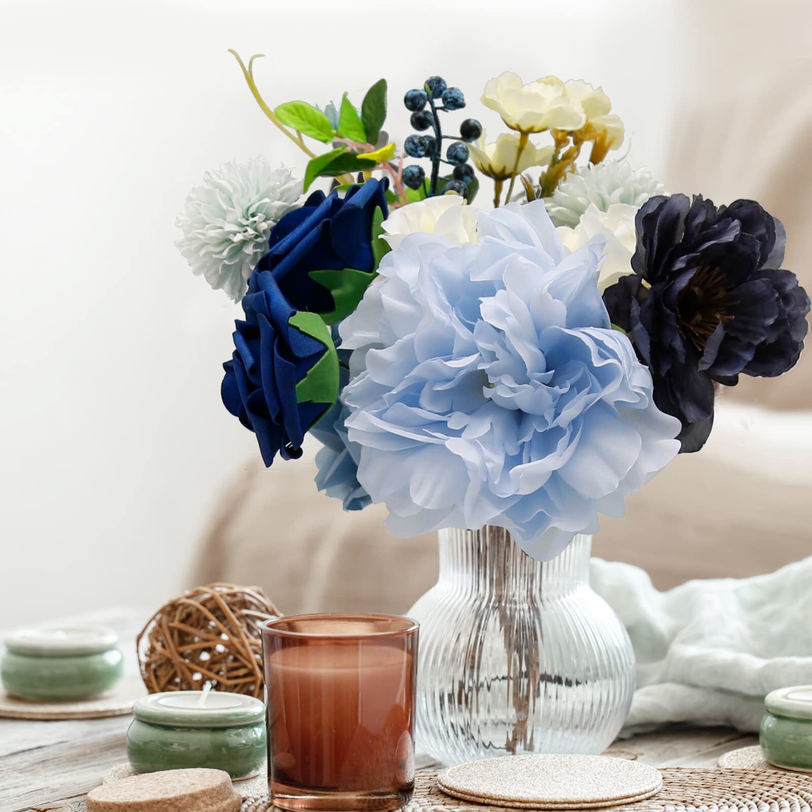 DIY Blue Artificial Flowers for Party Birthday Wedding Table Decorations Arch…