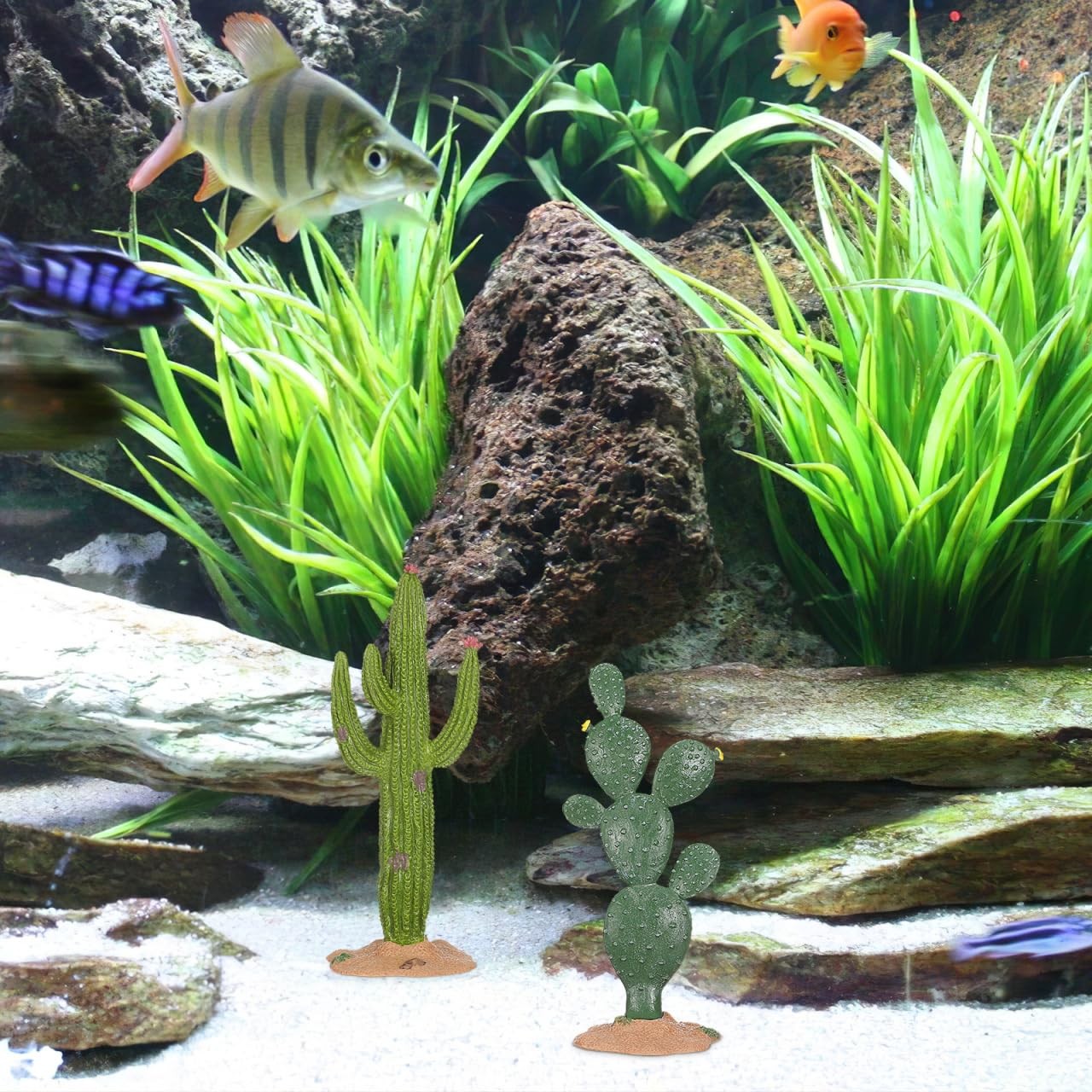 Cactus Figurine Simulated Cactus Adornments 2 Pack Lifelike Desktop Decor 5.7…