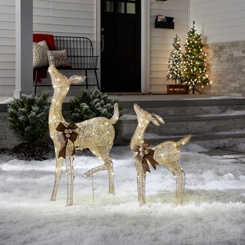 National Tree 28 Inches x 38 Inches Doe and Fawn Pine