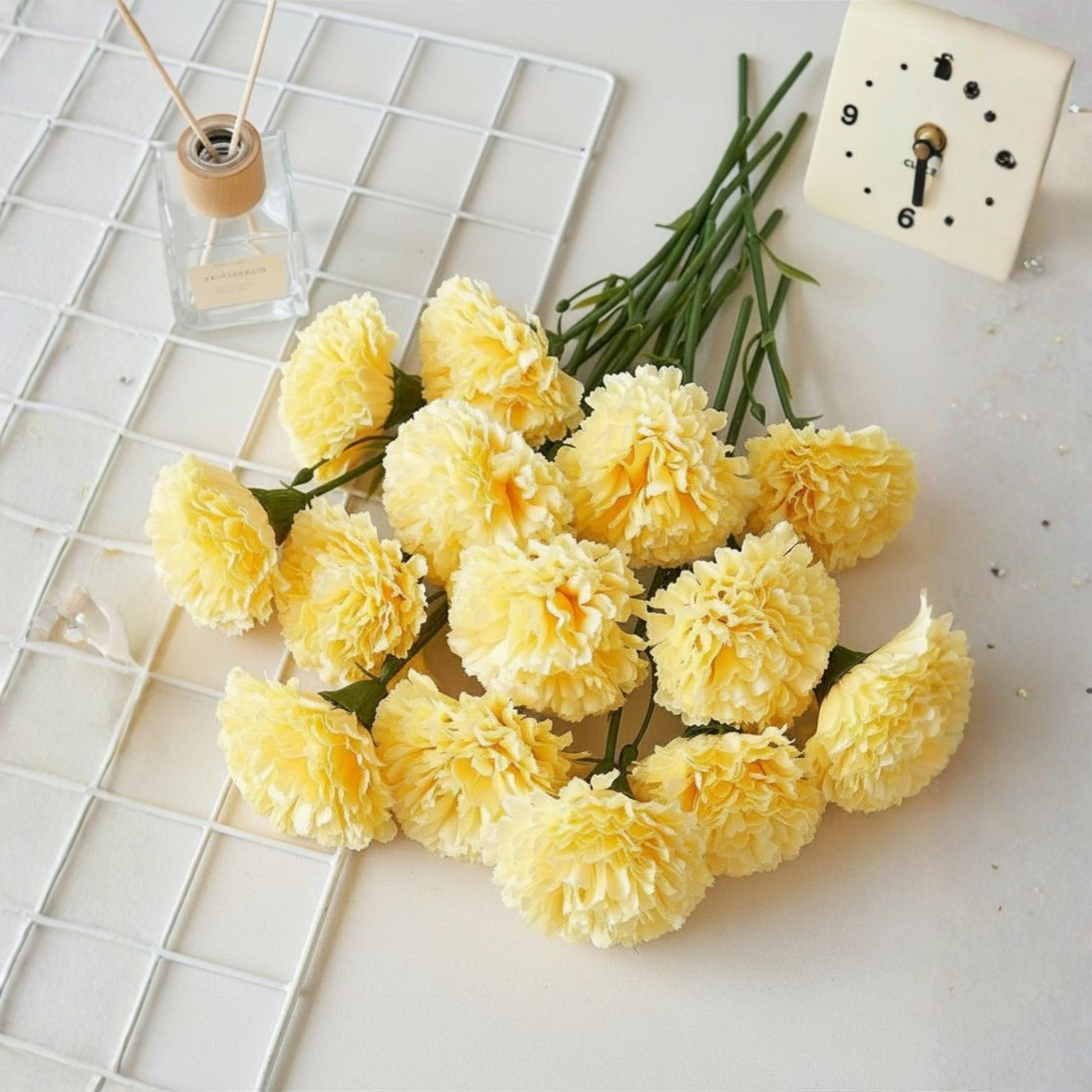 12PCS Artificial Carnation Flowers Silk Stem Wedding Funeral Bouquet Decor USA