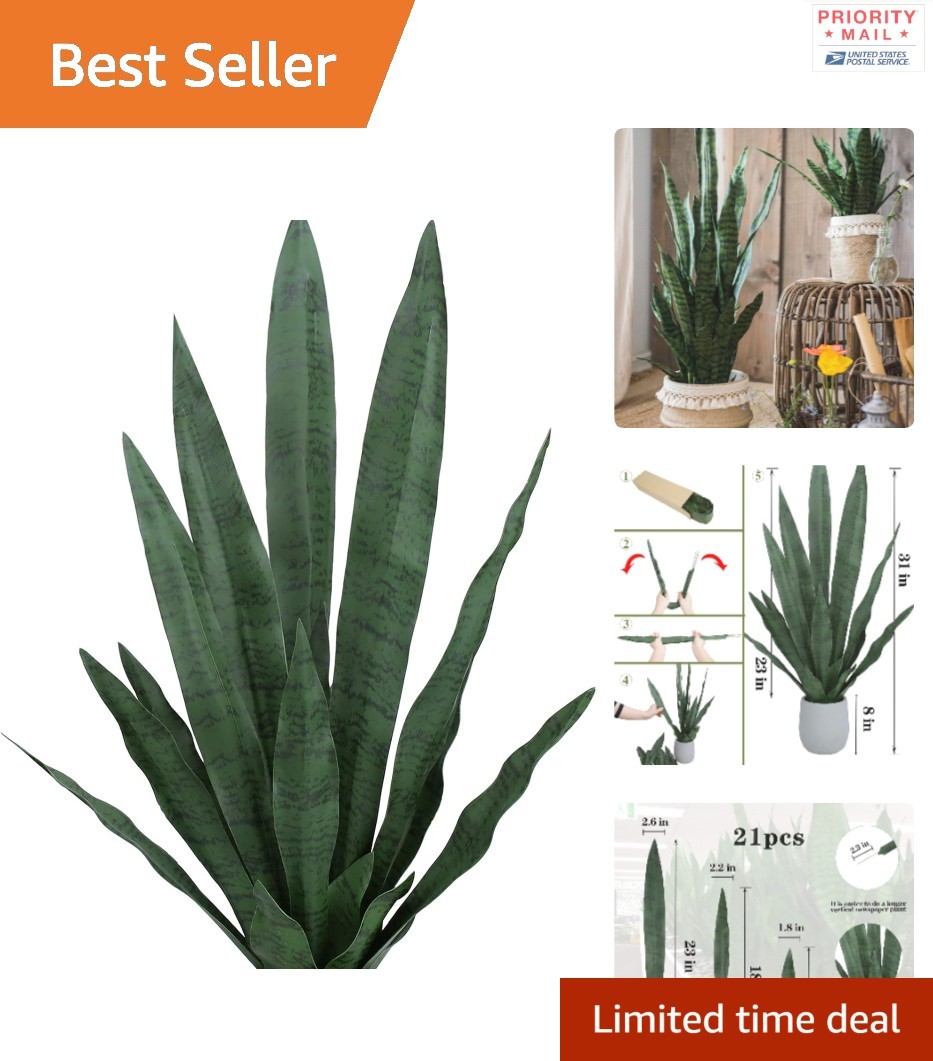 Tall Fake Snake Plant Leaves Set 21 Pcs Various Sizes Home Office Garden Decor